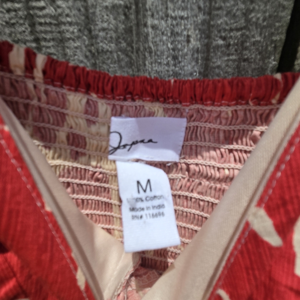 Red and white Print Cotton Strappy Dress Fit And Flare M - Picture 6 of 11